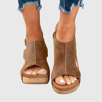 Open Toe Studded Wedge Slingback Sandals