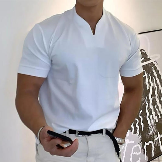 Notch Collar Short Sleeve Polo Shirt