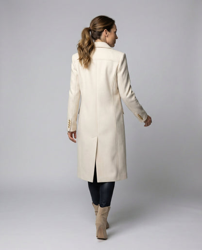 Collared Buttoned Tailored Flapped Long Coat