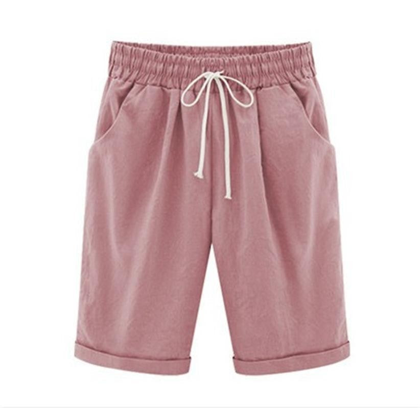 Tied Gathered Loose Pocketed Cuffed Solid Shorts