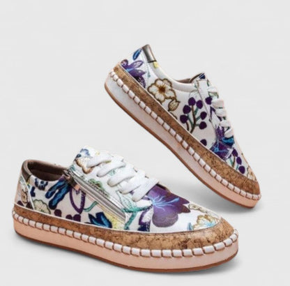 Patterned Laced Detailed Thick Raised Low Shoes
