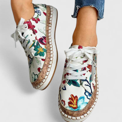 Patterned Laced Detailed Thick Raised Low Shoes