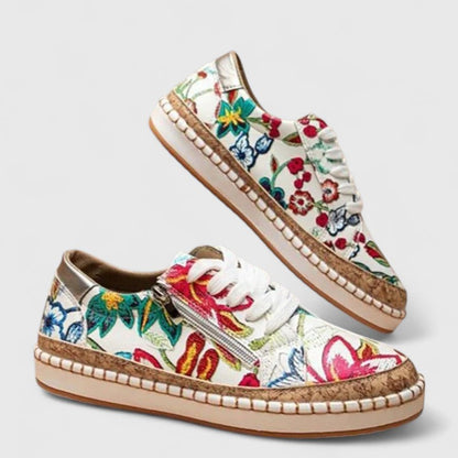 Patterned Laced Detailed Thick Raised Low Shoes