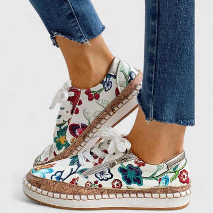 Patterned Laced Detailed Thick Raised Low Shoes