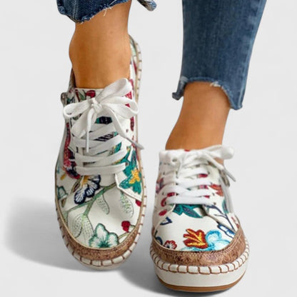 Patterned Laced Detailed Thick Raised Low Shoes