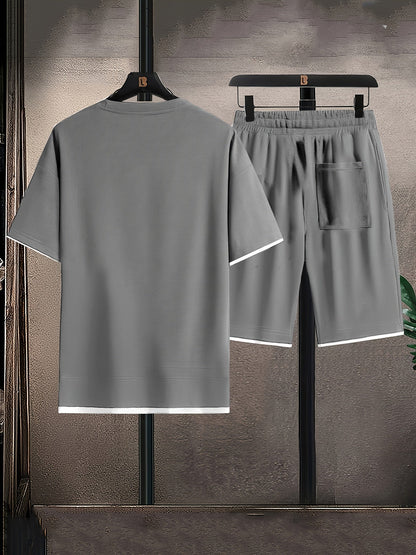 Crew Neck Textured Drawstring Pocketed Set