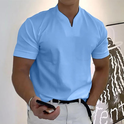 Notch Collar Short Sleeve Polo Shirt