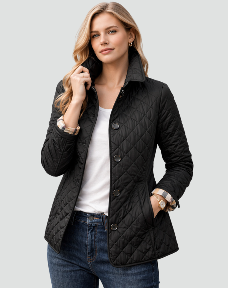 Collared Quilted Regular Fit Jacket For Women