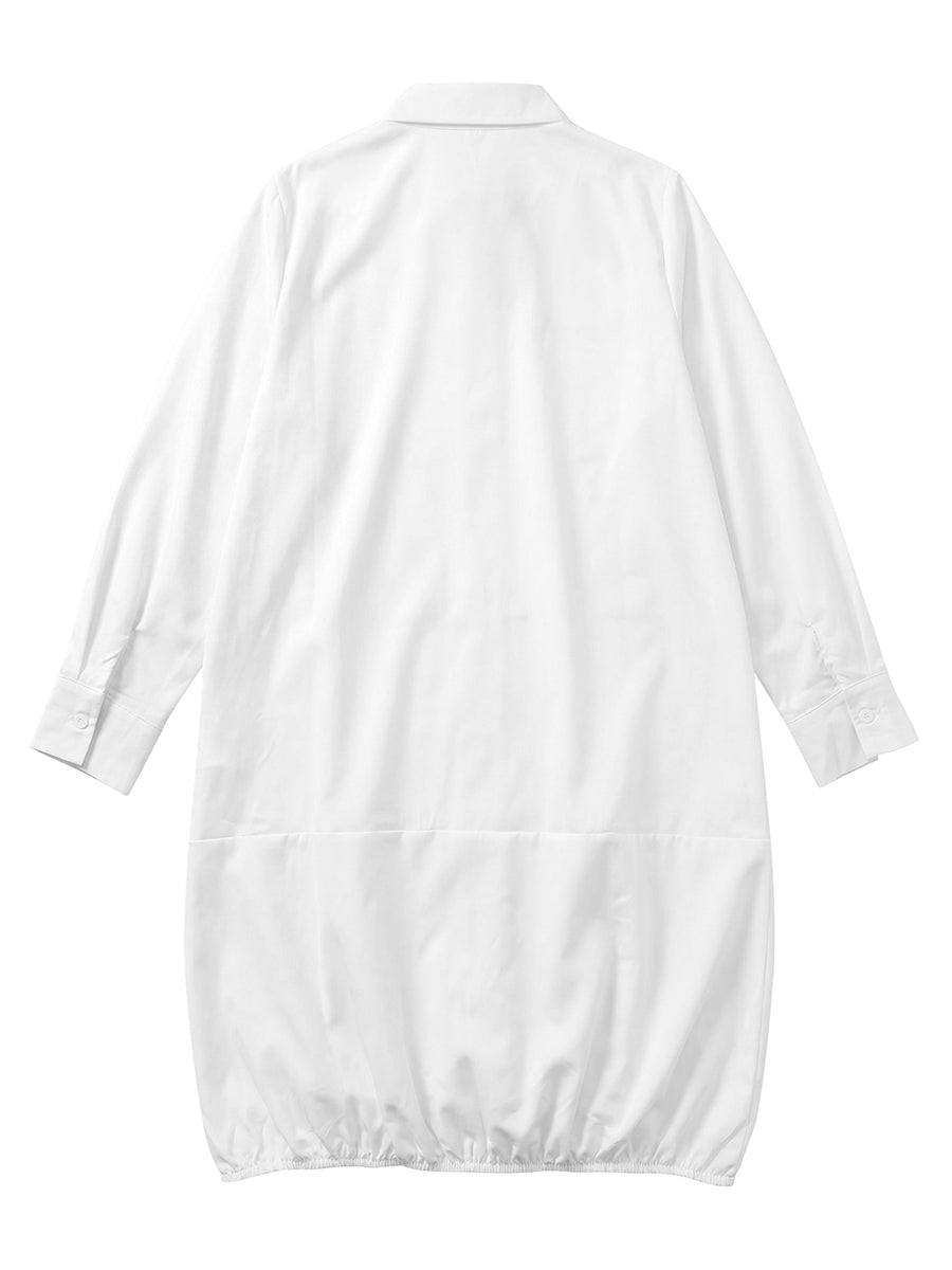 Lapel Collar Button Up Bubble Hem Shirt Dress