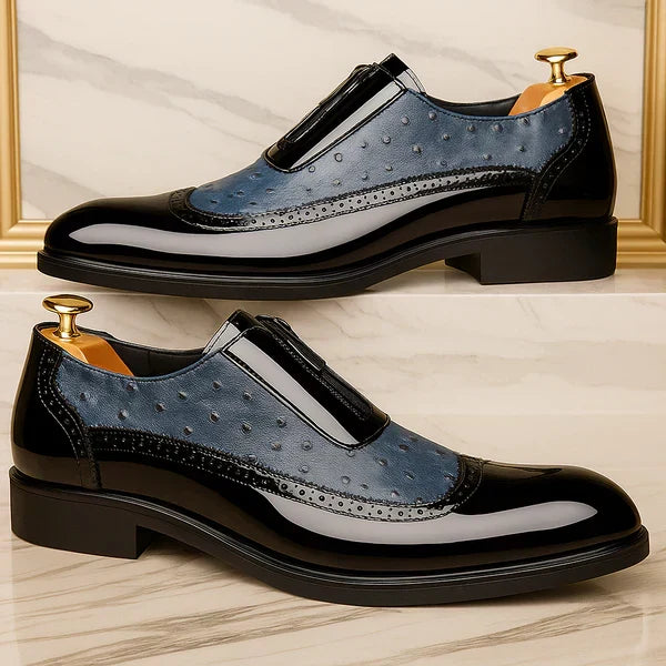Perforated Paneled Rounded Brogue Shoes