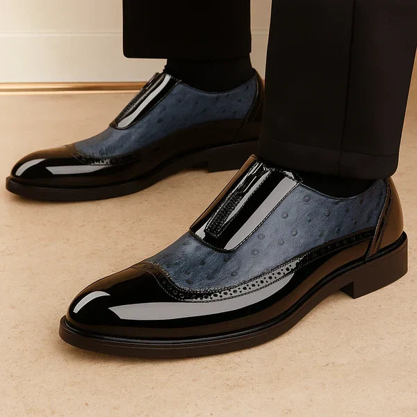 Perforated Paneled Rounded Brogue Shoes