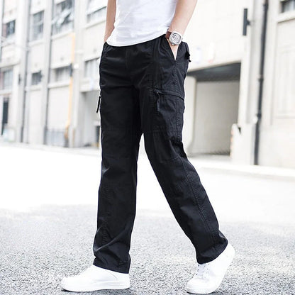 Pleatless Banded Zippered Baggy Uncuffed Long Trouser