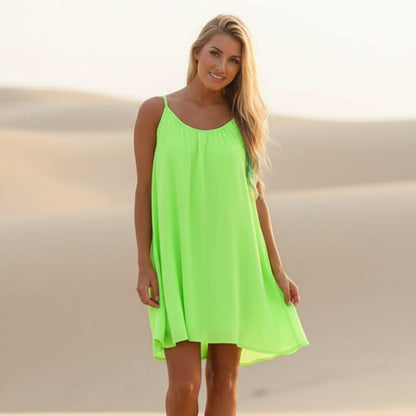 Lattice Back Spaghetti Strap Shift Dress