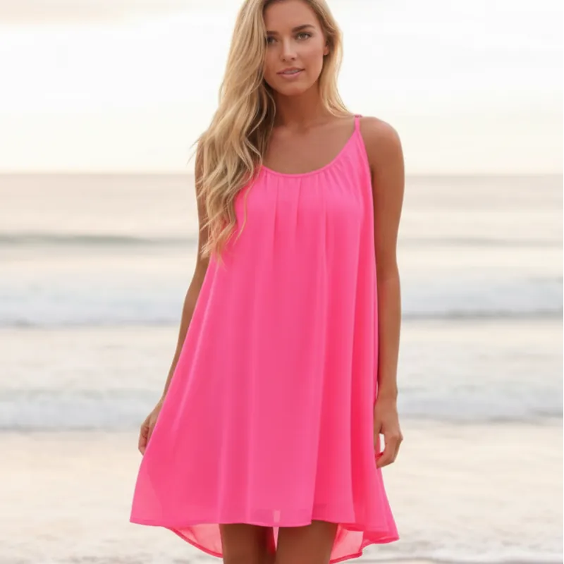 Lattice Back Spaghetti Strap Shift Dress