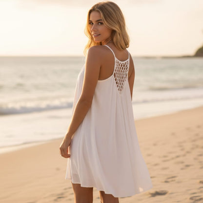 Lattice Back Spaghetti Strap Shift Dress