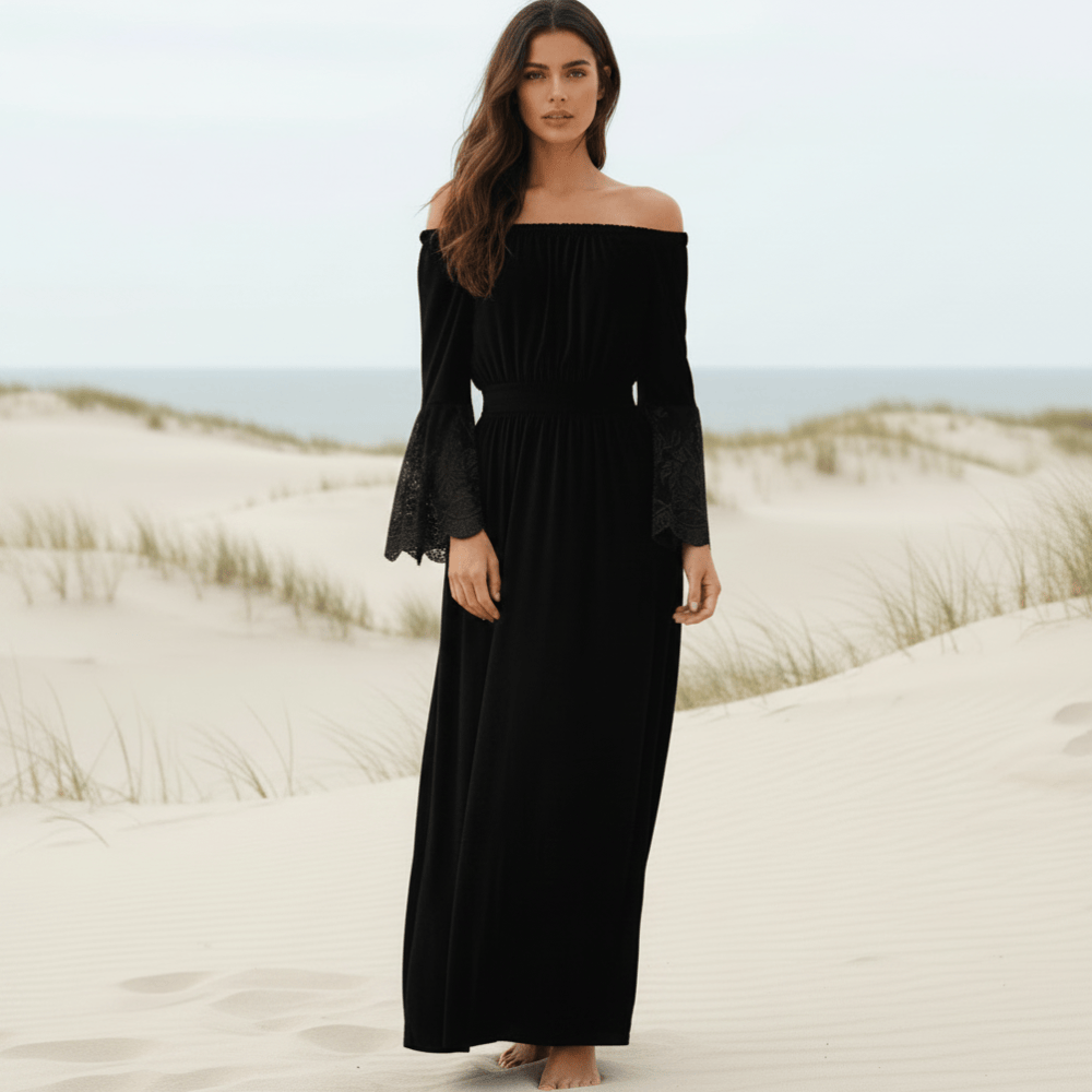 Off Shoulder Smocked Waist Tiered Dress