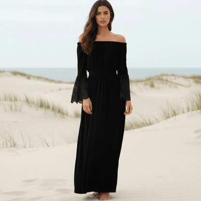 Off Shoulder Smocked Waist Tiered Dress