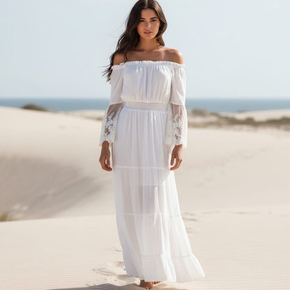 Off Shoulder Smocked Waist Tiered Dress
