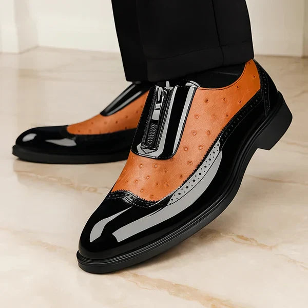 Perforated Paneled Rounded Brogue Shoes