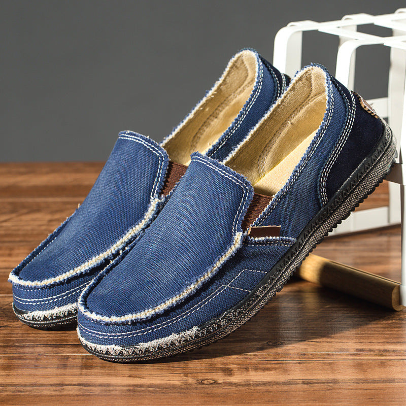 Men's Slip-On Distressed Canvas Loafers