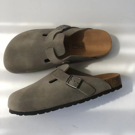 Solid Adjustable Buckle Slip On Closed Toe Sandals