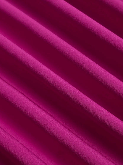 Long Sleeves Loose Pleated Tiered Round-Neck Maxi Dress