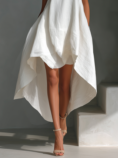 Round Neck Sleeveless Layered Asymmetric Dress