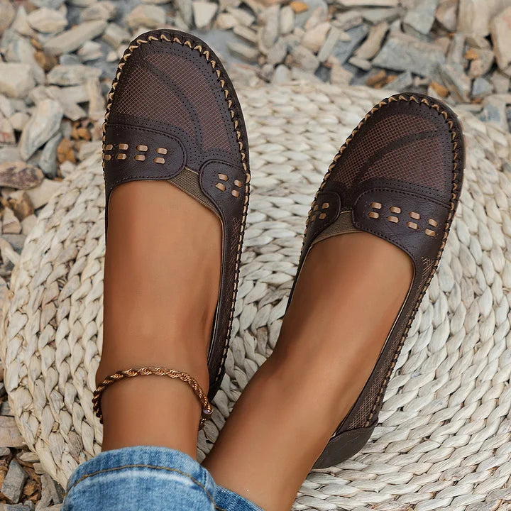 Round Toed Stitched Flat Shoes