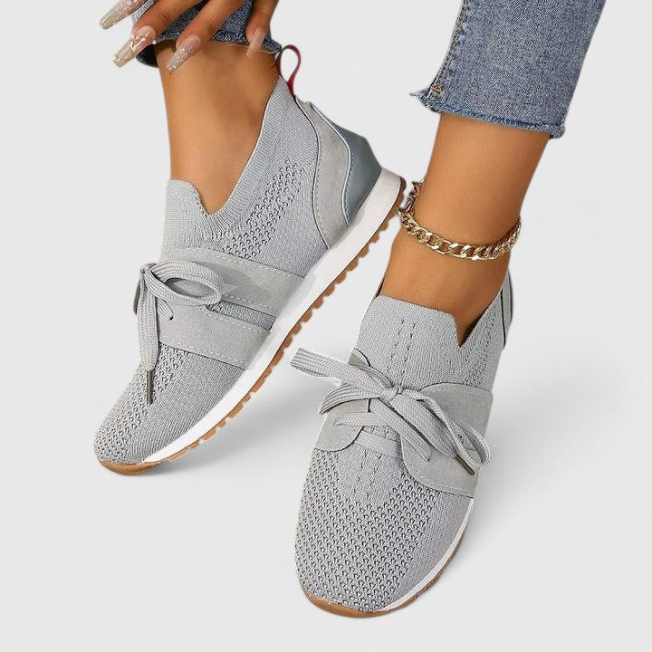 Laced Paneled Textured Tabbed Low Round Toe Sneakers
