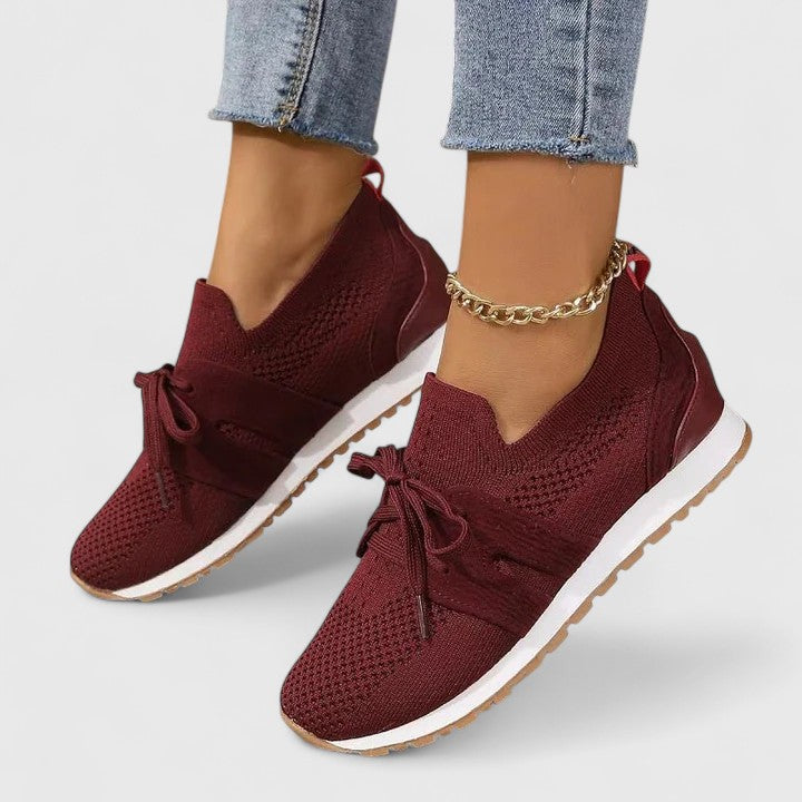 Laced Paneled Textured Tabbed Low Round Toe Sneakers