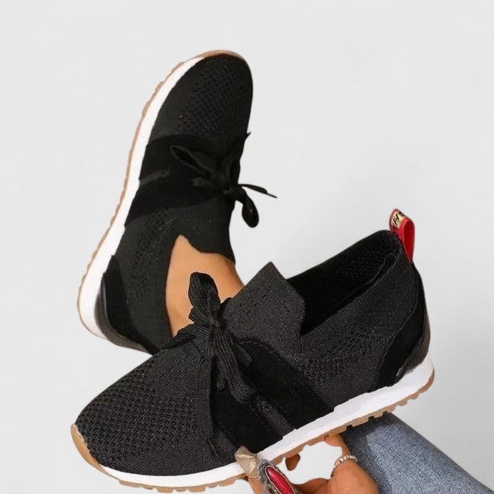 Laced Paneled Textured Tabbed Low Round Toe Sneakers