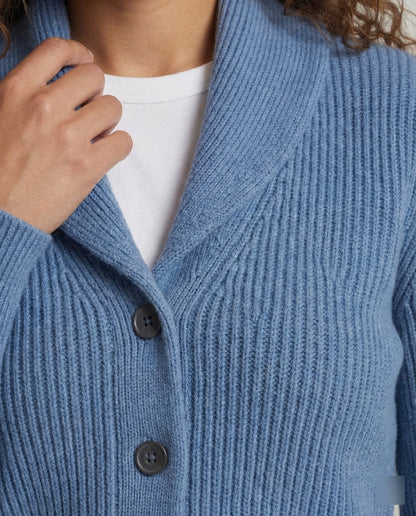 Ribbed Collared Buttoned Fitted Cardigan