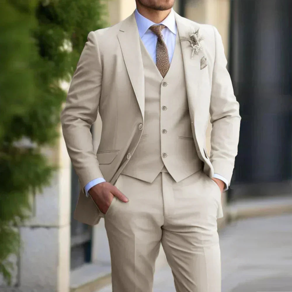 Structured Tapered Buttoned Flapped Vented Suit Set