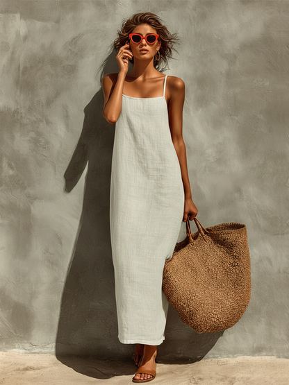 Sleeveless Square Neck Spaghetti Strap Maxi Dress