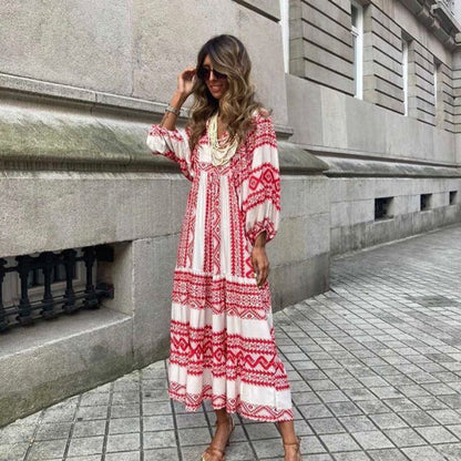 Loose Fit Printed Ruffled Dress
