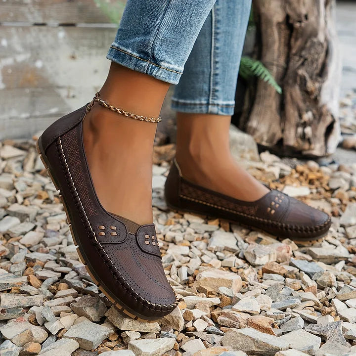 Round Toed Stitched Flat Shoes