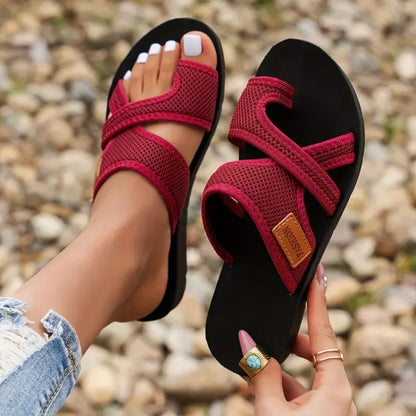 Solid Crisscross Strap Open Toe Sandals