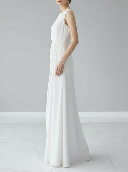 Sleeveless Ruched Waist Round Neck Maxi Dress