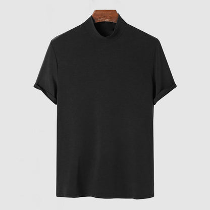 Fitted Short Sleeve Mock Neck Shirt