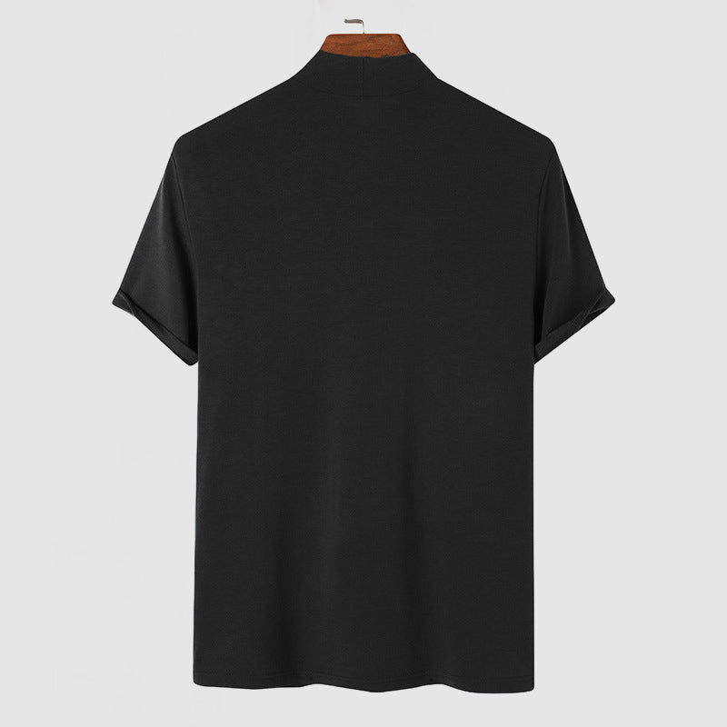 Fitted Short Sleeve Mock Neck Shirt