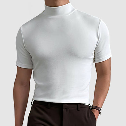 Fitted Short Sleeve Mock Neck Shirt