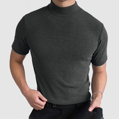 Fitted Short Sleeve Mock Neck Shirt