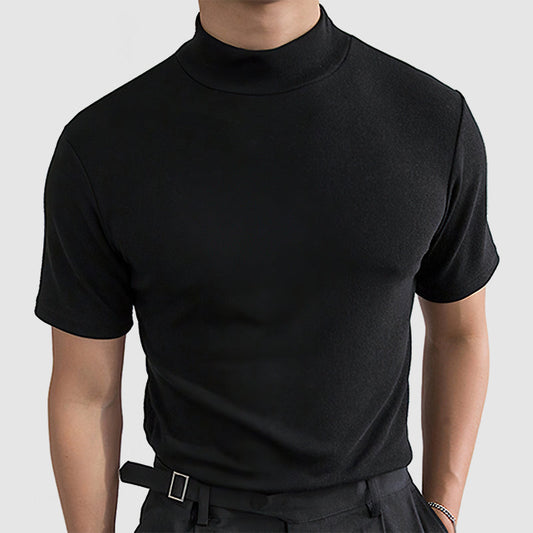 Fitted Short Sleeve Mock Neck Shirt