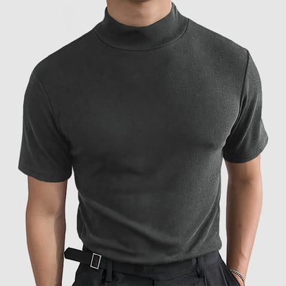 Fitted Short Sleeve Mock Neck Shirt