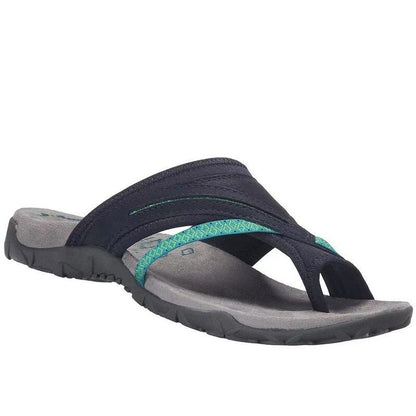 Open Layered Looped Stitched Molded Flat Sandals