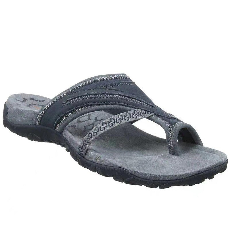 Open Layered Looped Stitched Molded Flat Sandals