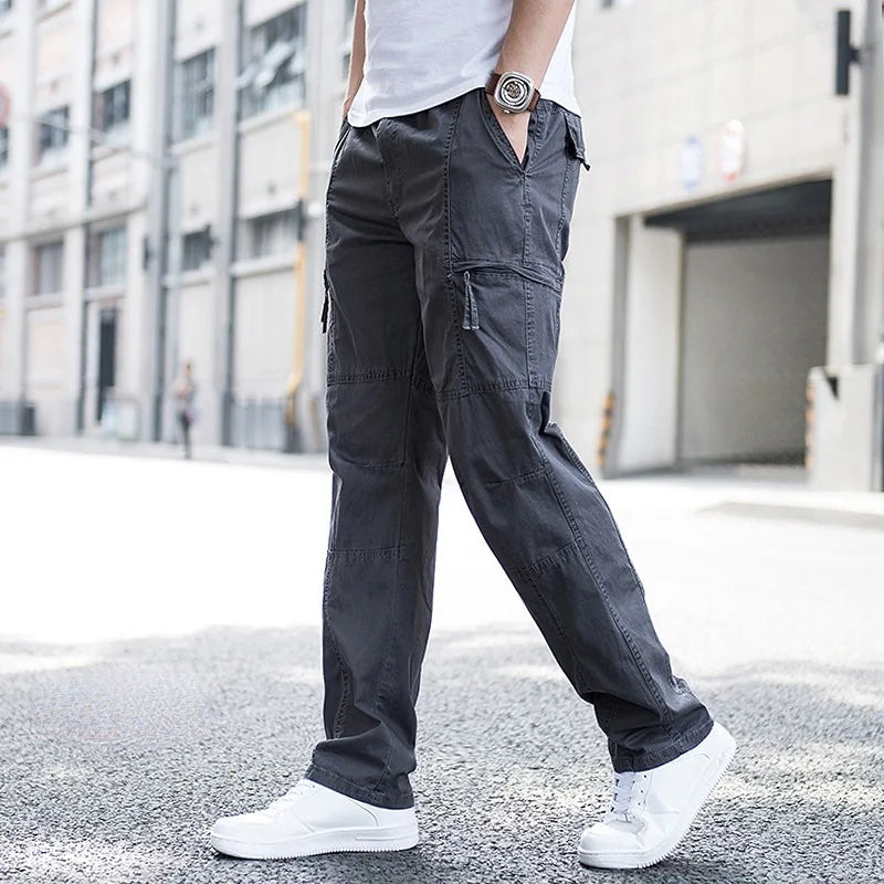Pleatless Banded Zippered Baggy Uncuffed Long Trouser