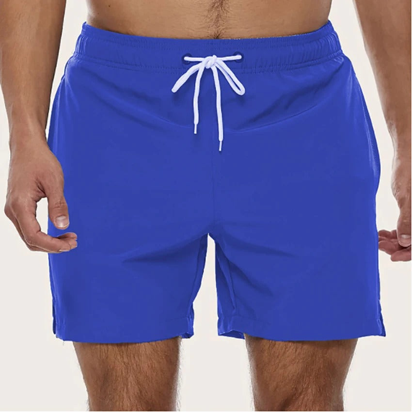 Elastic Waist Drawstring Side Pocket Shorts Solid