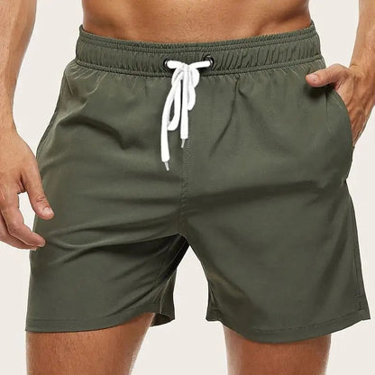 Elastic Waist Drawstring Side Pocket Shorts Solid