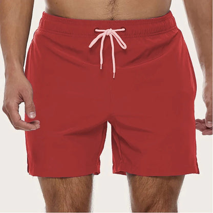 Elastic Waist Drawstring Side Pocket Shorts Solid